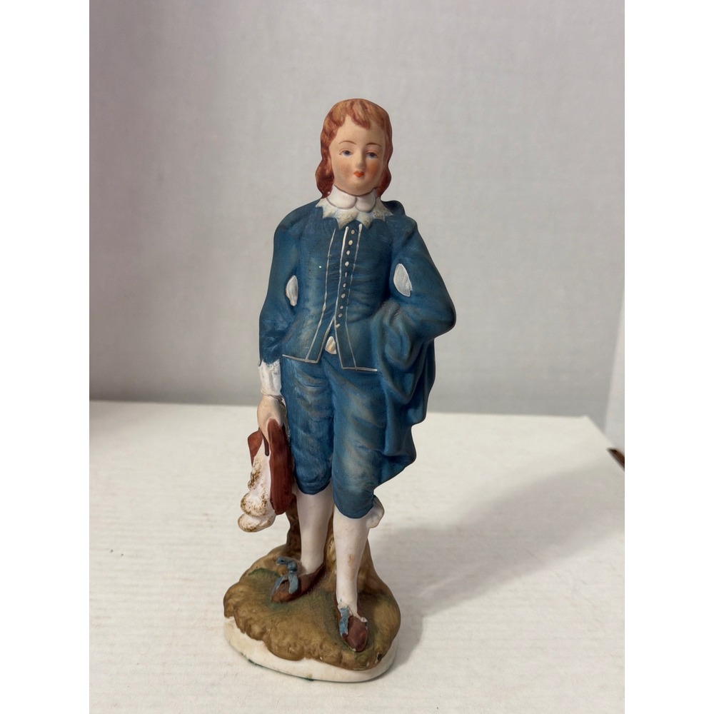 Lefton China Blue Boy Figurine KW387 Hand Painted Limited Edition Porcelain 8in